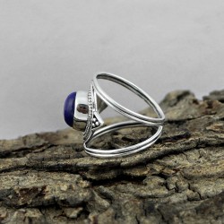 Blue Lapis 925 Sterling Silver Solitaire Ring Indian Silver Jewelry