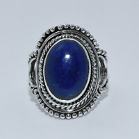 Blue Lapis Lazuli Oval Shape 925 Sterling Silver Boho Ring Birthday Present Gift Jewelry