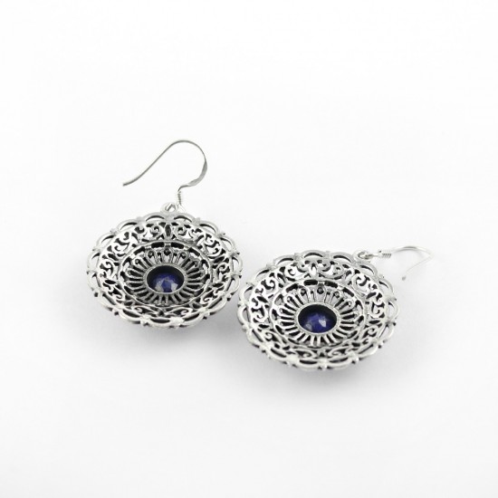 Unique Design Blue Lapis Lazuli 925 Sterling Silver Earring Jewelry
