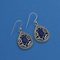 Wholesale Silver Jewelry !! Blue Lapis Lazuli 925 Sterling Silver Earring Handmade Jewelry