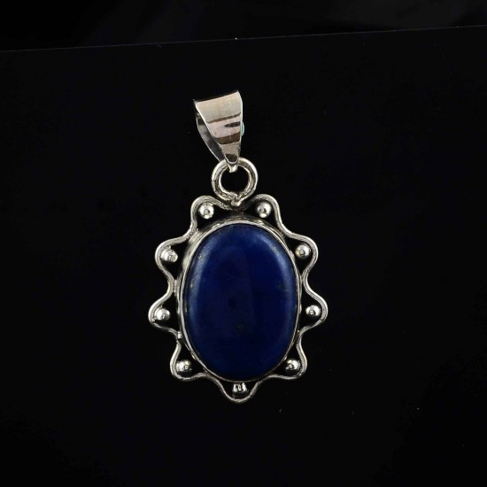 Blue Lapis Lazuli 925 Sterling Silver Fancy Pendant Girls Fashion Jewelry