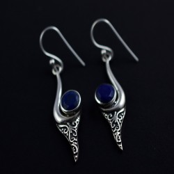 Blue Lapis Lazuli Earring 925 Sterling Silver Earring Oxidized Silver Earring Jewellery