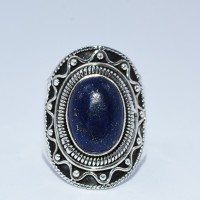 Blue Lapis Lazuli Ring 925 Sterling Silver Boho Ring Oxidized Silver Ring Jewelry