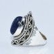 Blue Lapis Lazuli Ring 925 Sterling Silver Boho Ring Oxidized Silver Ring Jewelry