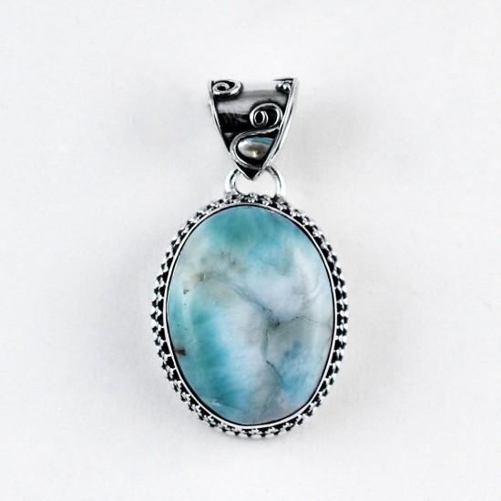 Blue Larimar Pendant 925 Sterling Silver Oxidized Silver Pendant Jewellery Gift For Her