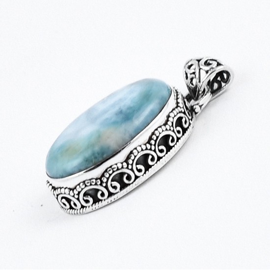 Blue Larimar Pendant Handmade 925 Sterling Silver 925 Stamped Jewelry Exporter Indian Jewelry