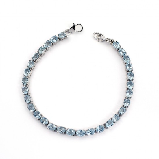 Attractive !! Blue Topaz 925 Sterling Silver Artisan Design Bracelet