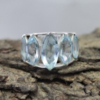 Blue Topaz 925 Sterling Silver Handmade Ring Jewelry