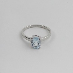 Blue Topaz Rhodium Plated 925 Sterling Silver Ring Handmade Jewelry