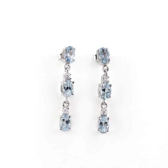 Blue Topaz Rhodium Plated Earring 925 Sterling Silver Jewelry