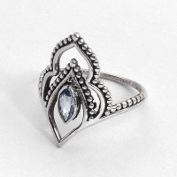 Blue Topaz Ring Boho Ring Birthstone Jewellery Solid 925 Sterling Silver Oxidized Silver Jewellery