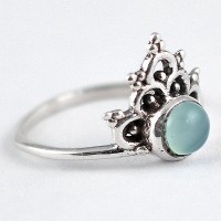 Chalcedony Ring Crown Shape 925 Sterling Silver Handmade Silver Jewelry Birthday Present Gift For Her