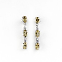 Citrine 925 Sterling Silver Rhodium Plated Earring Jewelry