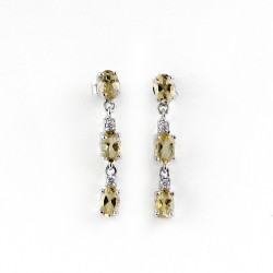 Citrine 925 Sterling Silver Rhodium Plated Earring Jewelry