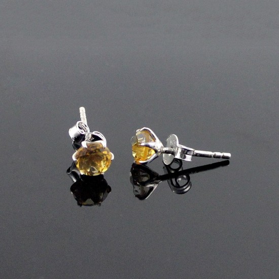 Citrine 925 Sterling Silver Rhodium Plated Stud Earring Jewelry