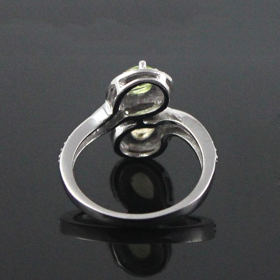 Citrine Peridot 925 Sterling Silver Rhodium Plated Ring Jewelry