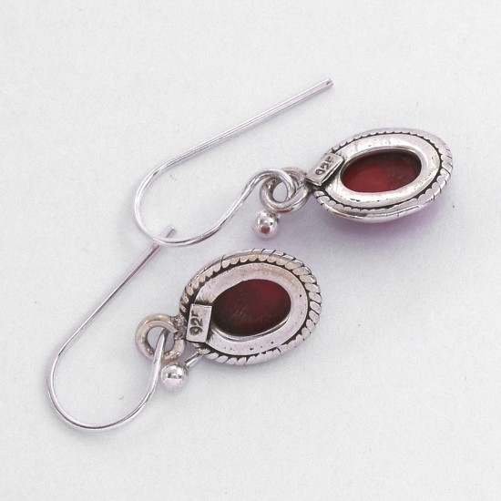 Coral Drops Earring Handmade 925 Sterling Silver Earring Jewelry Oval Faceted Stone Earring Jewelry