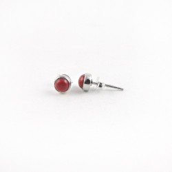 Red Coral Handmade Stud Earring 925 Sterling Silver Jewelry