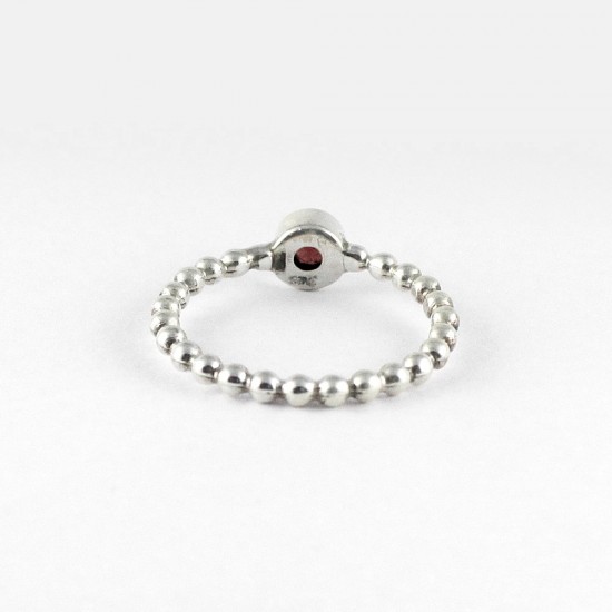 Cut Stone Red Garnet 925 Sterling Silver Band Ring Women Latest Fashion Jewelry