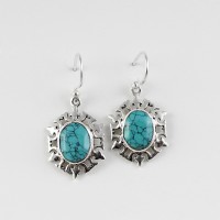 Dangle Earring Natural Turquoise 925 Sterling Silver Jewelry