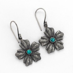 Drop Dangle Earring Turquoise 925 Sterling Silver Oxidized Jewelry Gift For Her