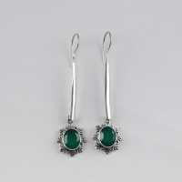 Green Onyx 925 Sterling Silver Danglers Earring Jewelry