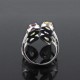Elegant Multi Color Stone 925 Sterling Silver Rhodium Plated Ring