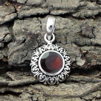 Elegant Red Garnet 925 Sterling Silver Pendant Women Jewelry