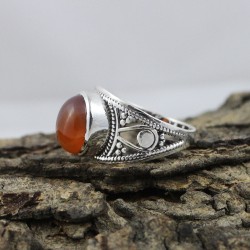 Beautiful !! Red Onyx Stone 925 Sterling Silver Ring 