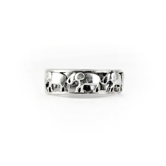 Elephant Band Ring 925 Sterling Plain Silver Oxidized Indian Silver Jewelry