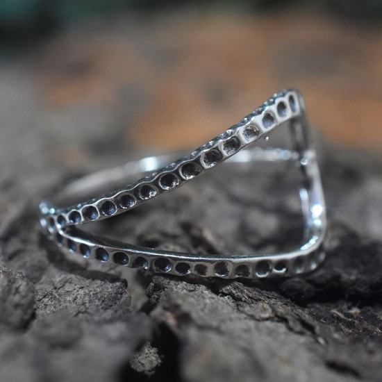 Fancy Shape Band Ring Oxidized Silver Ring 925 Sterling Plain Silver Wholesale Silver Jewelry