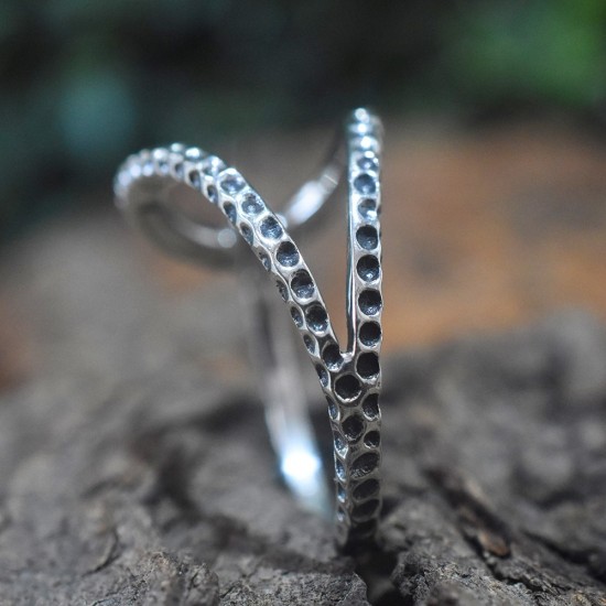 Fancy Shape Band Ring Oxidized Silver Ring 925 Sterling Plain Silver Wholesale Silver Jewelry