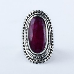 Fine Dyed Ruby Ring Handmade 925 Sterling Silver Oxidized Silver Ring Indian Silver Jewellery Engagement Ring