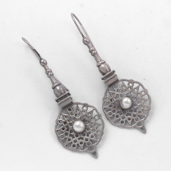 Freshwater Pearl Drop Dangle Earring 925 Sterling Silver Teardrop Earring Oxidized Jewelry