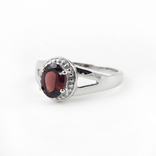 Awesome Ring !! Garnet 925 Sterling Silver Rhodium Plated Ring Jewelry