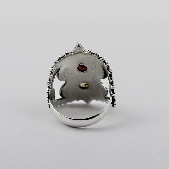 Garnet Citrine Round Shape 925 Sterling Silver Friendship Ring Jewelry