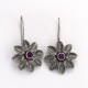 Garnet Drop Dangle Earring Flower Shape 925 Sterling Silver Girls Fashion Jewelry