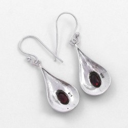 Garnet Drop Earrings Oxidized Earrings Gemstone And Silver Earrings 925 Sterling Silver Jewelry