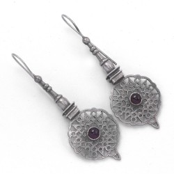 Garnet Glass Earring Drop Dangle Earring Handmade Solid 925 Sterling Silver Oxidized Jewellery Gift For Her