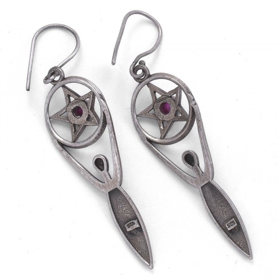 Garnet Glass Earring Oxidized Silver Earring Handmade 925 Sterling Silver Drop Earring Silver Jewelry