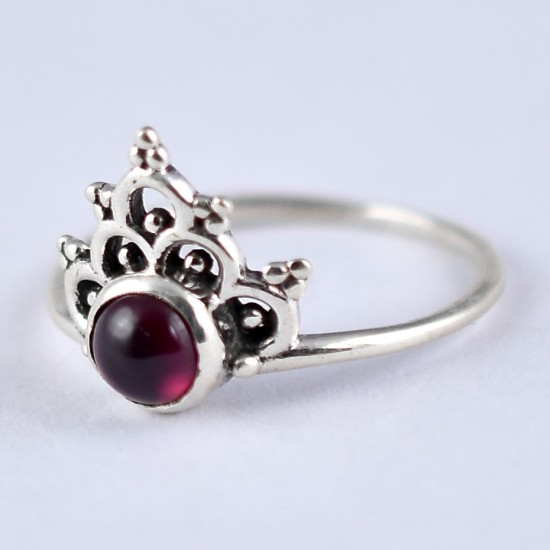 Garnet Ring Handmade 925 Sterling Silver Boho Ring Birthstone Jewelry Gift For Her