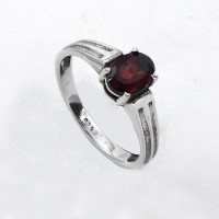 Garnet Ring Prong Setting Ring Solid 925 Sterling Silver Oxidized Silver Ring Jewelry For Her