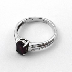Garnet Ring Prong Setting Ring Solid 925 Sterling Silver Oxidized Silver Ring Jewelry For Her