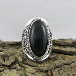 Natural Black Onyx 925 Sterling Silver Ring