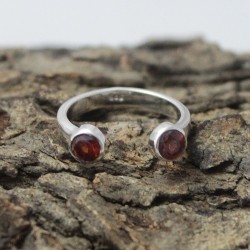 Genuine Red Garnet 925 Sterling Silver Solitaire Open Ring Jewelry