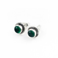 Genuine Green Onyx 925 Sterling Silver Stud Earring Jewelry Gift For Her