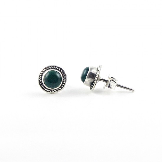 Genuine Green Onyx 925 Sterling Silver Stud Earring Jewelry Gift For Her
