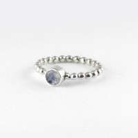 Genuine Rainbow Moonstone 925 Sterling Silver Band Ring 925 Stamped Silver Jewellery
