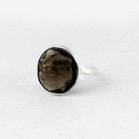 Genuine Smoky Quartz 925 Sterling Silver Solitaire Ring Handcrafted Silver Jewelry