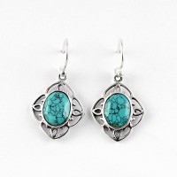 Genuine Turquoise 925 Sterling Silver Earring Jewelry Gift For Her